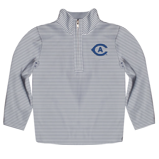 UC Davis Aggies Embroidered Womens Gray Stripes Quarter Zip Pullover