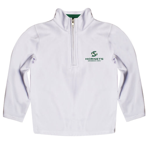 Sacramento State Hornets Vive La Fete Logo and Mascot Name Womens White Quarter Zip Pullover
