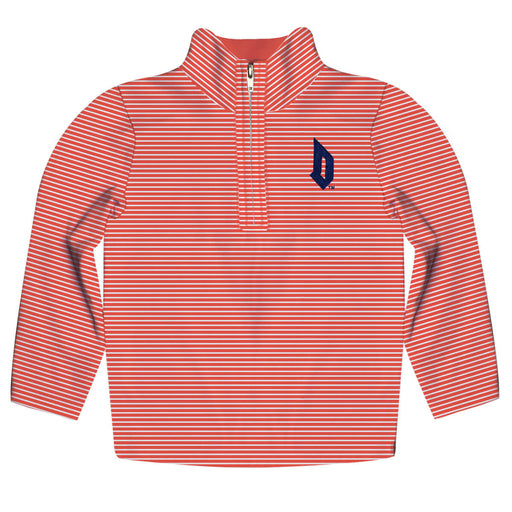 Duquesne Dukes Embroidered Red Cardinal Stripes Quarter Zip Pullover