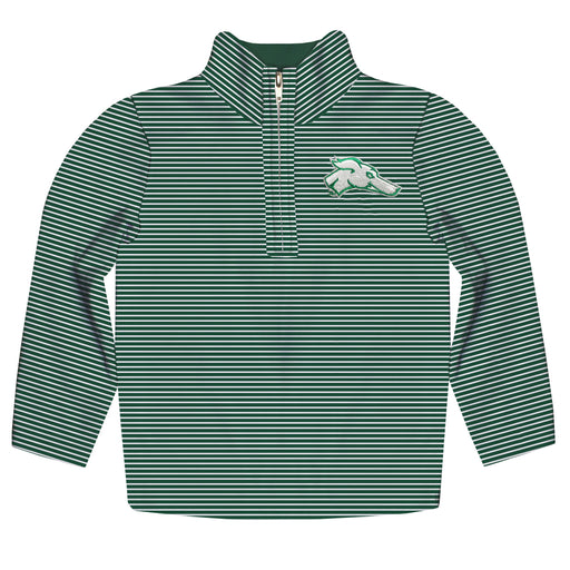 Eastern New Mexico University Greyhounds ENMU Embroidered Hunter Green Stripes Quarter Zip Pullover