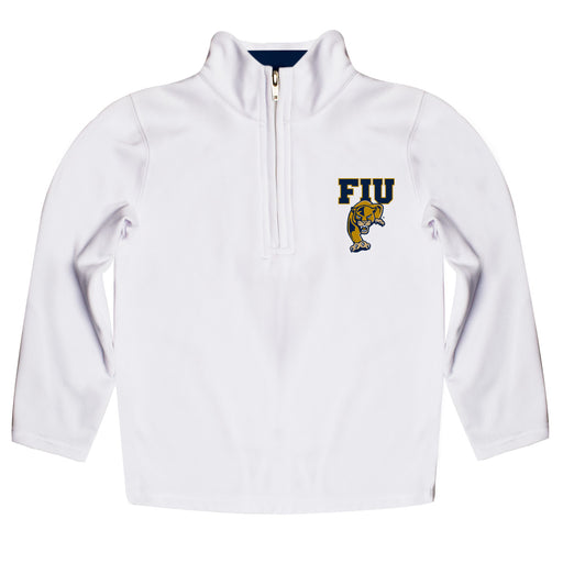 FIU Panthers Vive La Fete Logo and Mascot Name Womens White Quarter Zip Pullover
