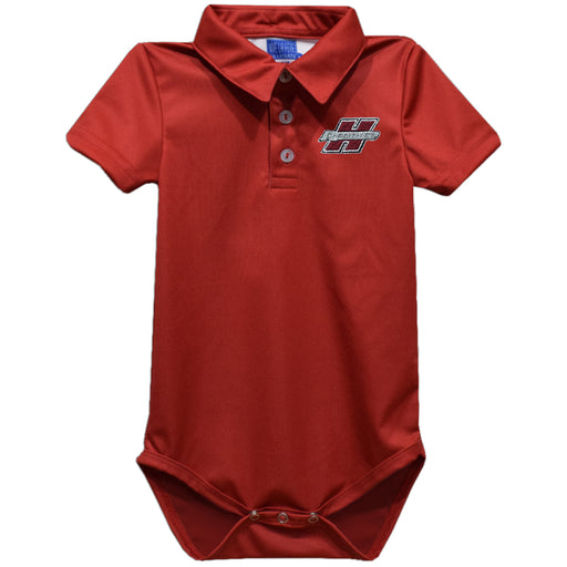 Henderson State Reddies Embroidered Red Solid Knit Boys Polo Bodysuit