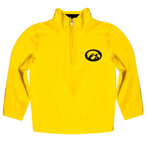 Iowa Hawkeyes Vive La Fete Logo and Mascot Name Womens Gold Quarter Zip Pullover