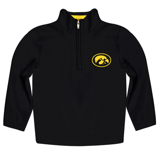 Iowa Hawkeyes Vive La Fete Logo and Mascot Name Womens Black Quarter Zip Pullover