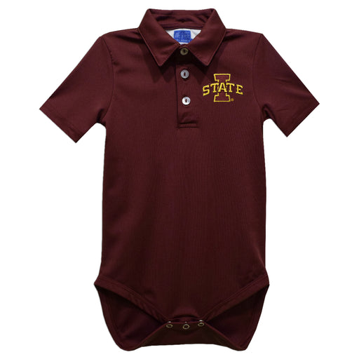 Iowa State Cyclones ISU Embroidered Maroon Solid Knit Boys Polo Bodysuit