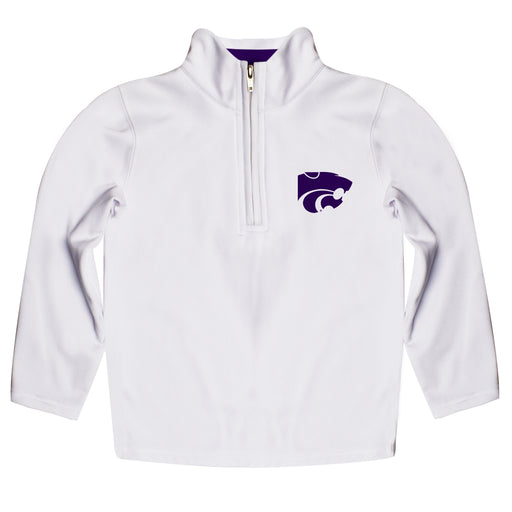 Kansas State Wildcats Vive La Fete Logo and Mascot Name Womens White Quarter Zip Pullover