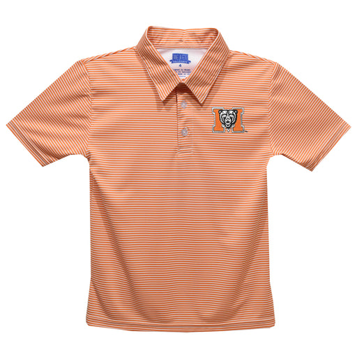 Mercer University Bears MU Embroidered Orange Stripes Short Sleeve Polo Box Shirt