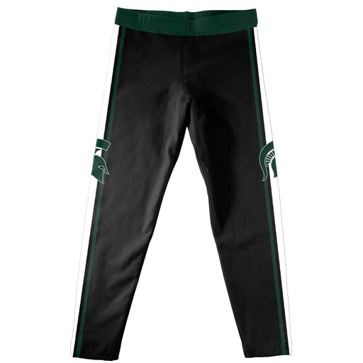 Michigan State Spartans Vive La Fete Girls Game Day Black with Green Stripes Leggings Tights