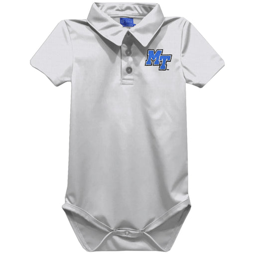 MTSU Blue Raiders Embroidered White Solid Knit Boys Polo Bodysuit