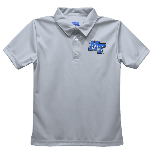 MTSU Blue Raiders Embroidered Gray Short Sleeve Polo Box Shirt