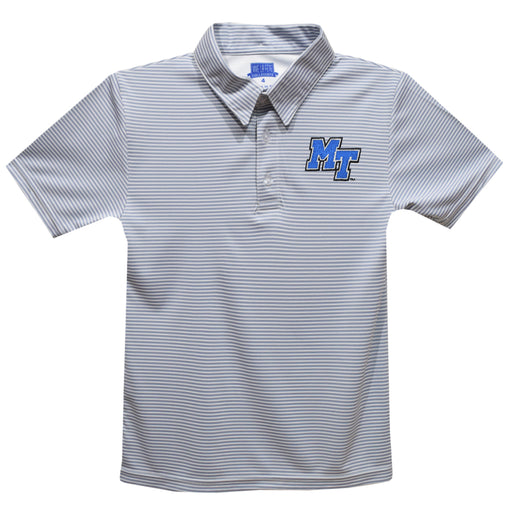 MTSU Blue Raiders Embroidered Gray Stripes Short Sleeve Polo Box Shirt