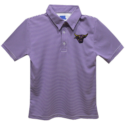Minnesota State Mavericks Embroidered Purple Stripes Short Sleeve Polo Box Shirt
