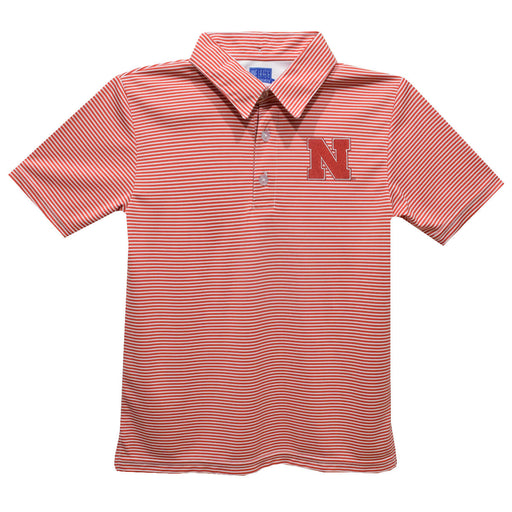 University of Nebraska Huskers Embroidered Red Cardinal Stripes Short Sleeve Polo Box Shirt