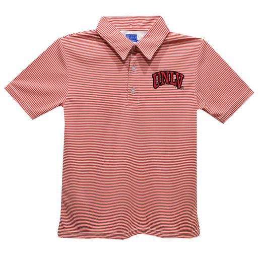 UNLV Rebels Embroidered Red Cardinal Stripes Short Sleeve Polo Box Shirt