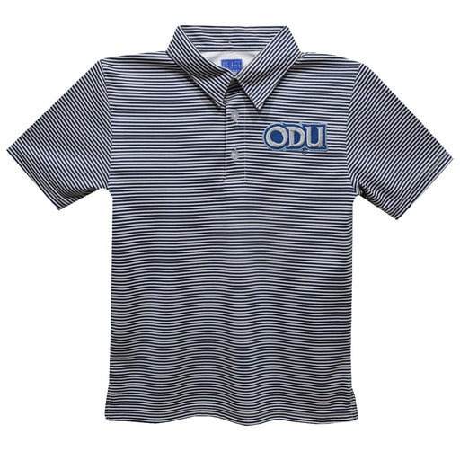 Old Dominion Monarchs Embroidered Navy Stripes Short Sleeve Polo Box Shirt