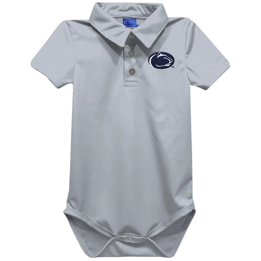 Penn State Nittany Lions Embroidered Gray Solid Knit Boys Polo Bodysuit