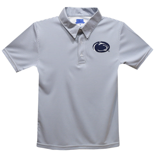 Penn State Nittany Lions Embroidered Gray Stripes Short Sleeve Polo Box Shirt