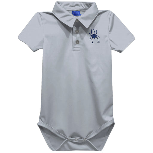 University of Richmond Spiders Embroidered Gray Solid Knit Boys Polo Bodysuit