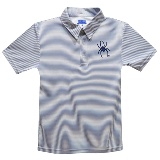 University of Richmond Spiders Embroidered Gray Stripes Short Sleeve Polo Box Shirt