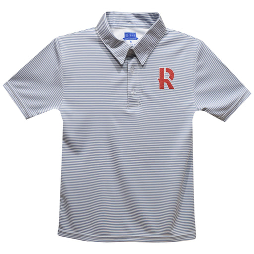 Rose Hulman Fightin' Engineers Embroidered Gray Stripes Short Sleeve Polo Box Shirt