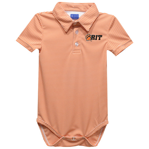Rochester Institute of Technology Tigers, RIT Tigers Embroidered Orange Stripe Knit Polo Onesie