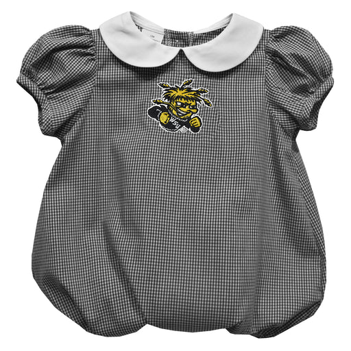 Wichita State Shockers WSU Embroidered Black Girls Baby Bubble Short Sleeve