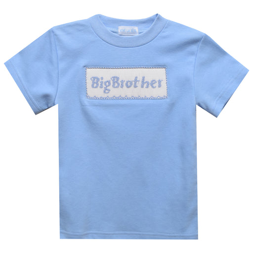 Big Brother Smocked Light Blue Knit Short Sleeve Boys Tee Shirt - Vive La Fête - Online Apparel Store