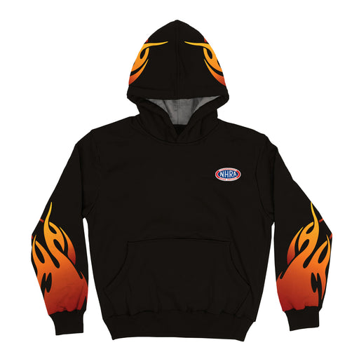 NHRA Officially Licensed by Vive La Fete Speed For All Flames Black Hoodie