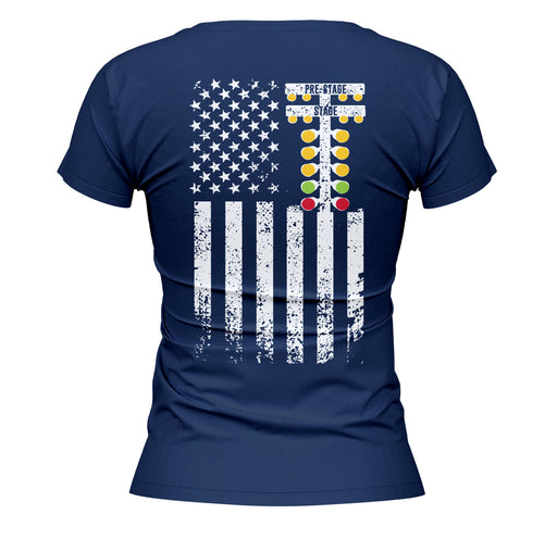 NHRA Officially Licensed by Vive La Fete American Flag Navy Women T-Shirt - Vive La Fête - Online Apparel Store