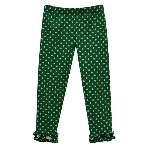 Kelly Green Polka Dots Knit Girls Ruffle Pant