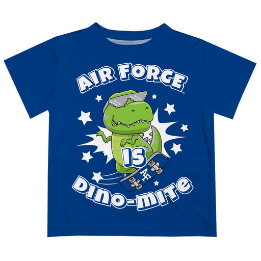US Airforce Falcons Vive La Fete Dino-Mite Boys Game Day Blue Short Sleeve Tee