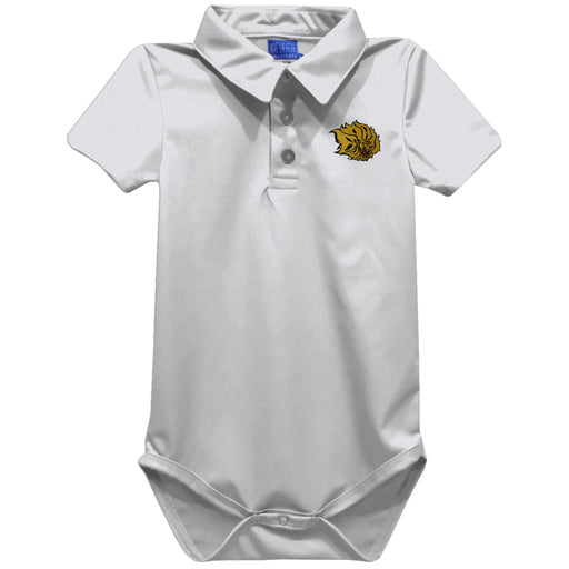 UAPB University of Arkansas Pine Bluff Golden Lions Embroidered White Solid Knit Polo Onesie