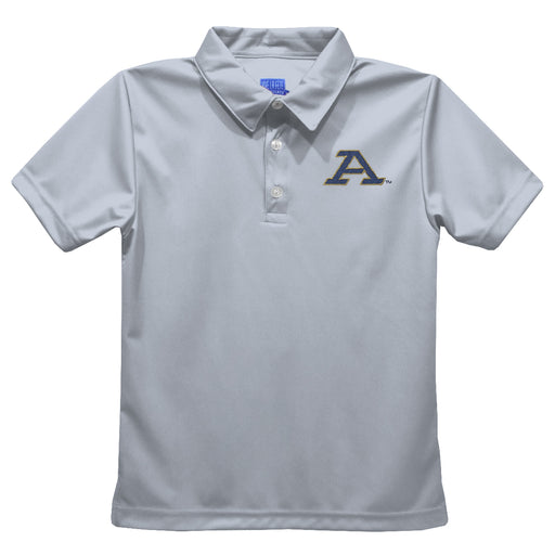 Akron Zips Embroidered Gray Short Sleeve Polo Box Shirt