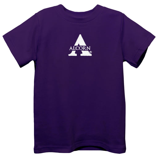 Alcorn State University Braves Embroidered Purple knit Short Sleeve Boys Tee Shirt