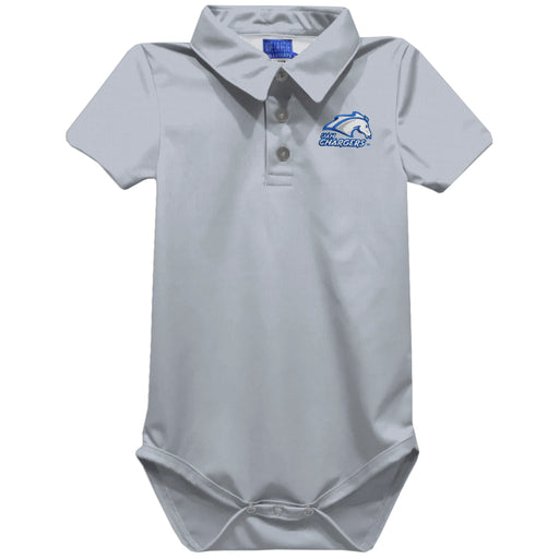 UAH Chargers Embroidered Gray Solid Knit Polo Onesie