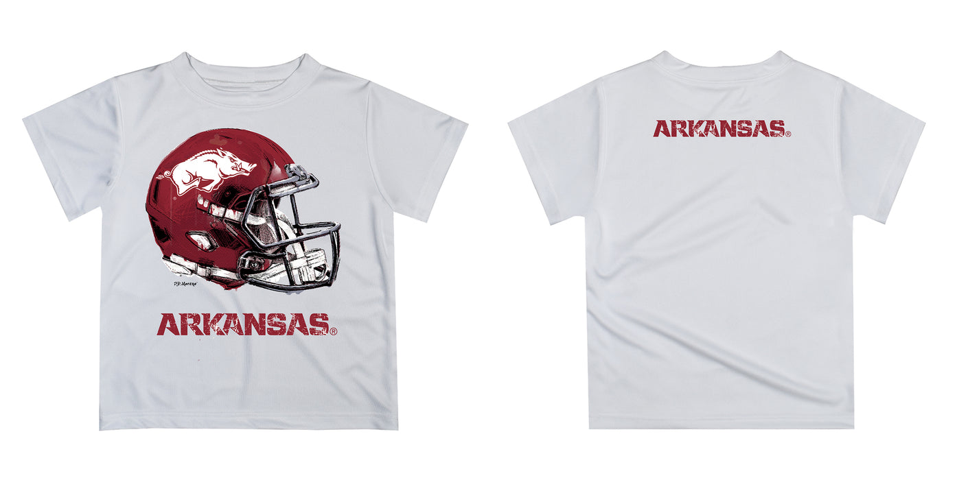 Arkansas Razorbacks Original Dripping Football Helmet White T-Shirt by Vive La Fete - Vive La Fête - Online Apparel Store