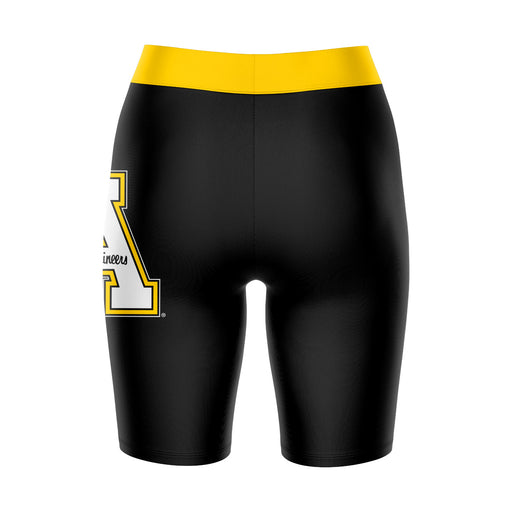 App State Mountaineers Vive La Fete Game Day Logo on Thigh and Waistband Black and Gold Women Bike Short 9 Inseam" - Vive La Fête - Online Apparel Store