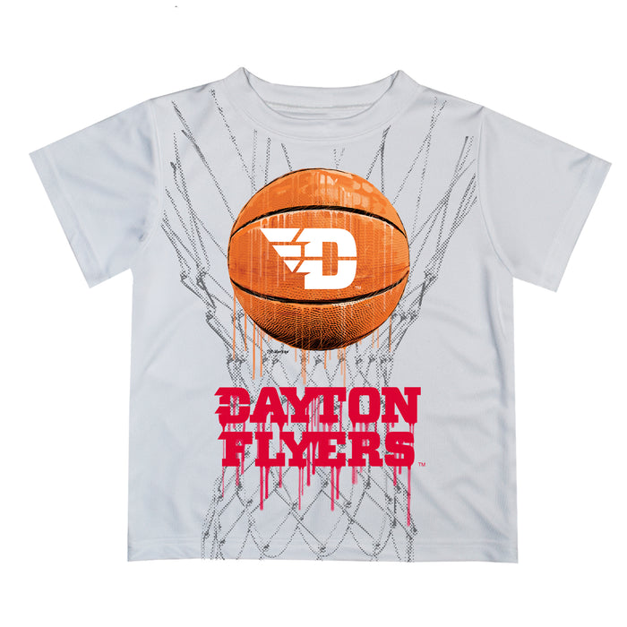 Dayton Flyers Original Dripping Basketball White T-Shirt by Vive La Fete
