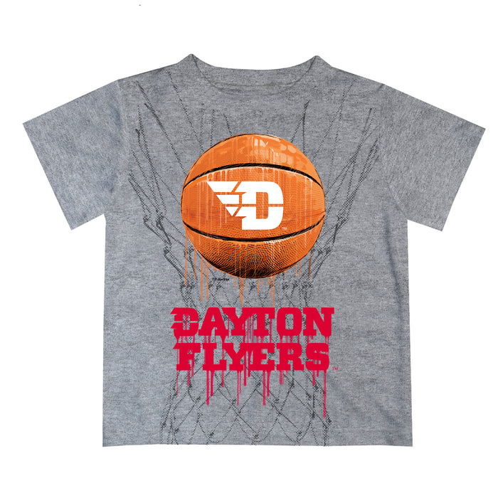 Dayton Flyers Original Dripping Basketball Heather Gray T-Shirt by Vive La Fete