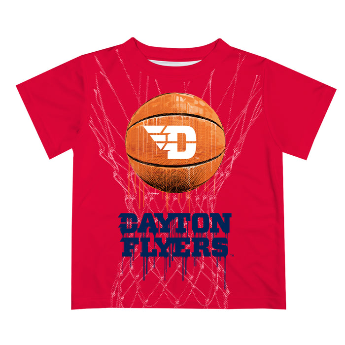 Dayton Flyers Original Dripping Basketball Red T-Shirt by Vive La Fete