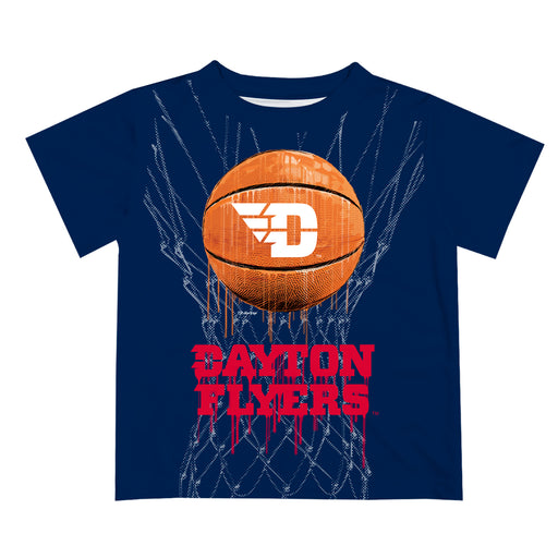 Dayton Flyers Original Dripping Basketball Navy T-Shirt by Vive La Fete
