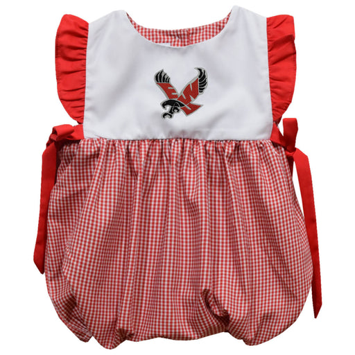 Eastern Washington University Eagles EWU Embroidered Red Cardinal Gingham Short Sleeve Girls Bubble