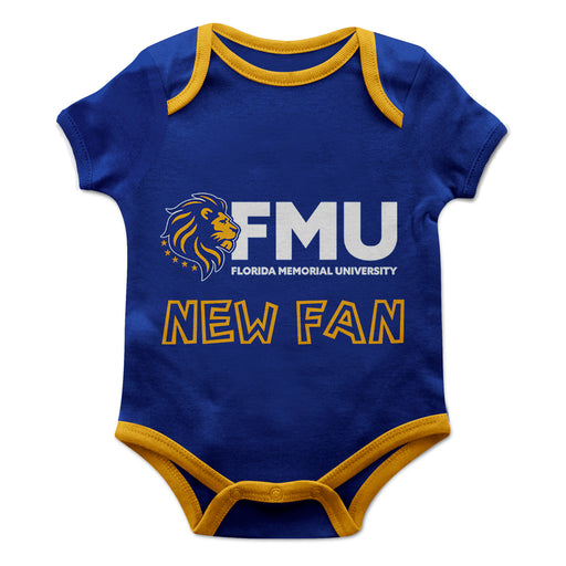 Florida Memorial University Lions Vive La Fete Infant Game Day Blue Short Sleeve Onesie New Fan Logo and Mascot Bodysuit