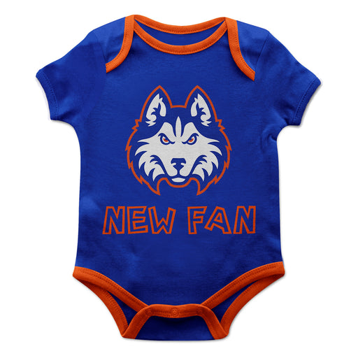 HCU Houston Christian Huskies Vive La Fete Infant Game Day Blue Short Sleeve Onesie New Fan Logo and Mascot Bodysuit