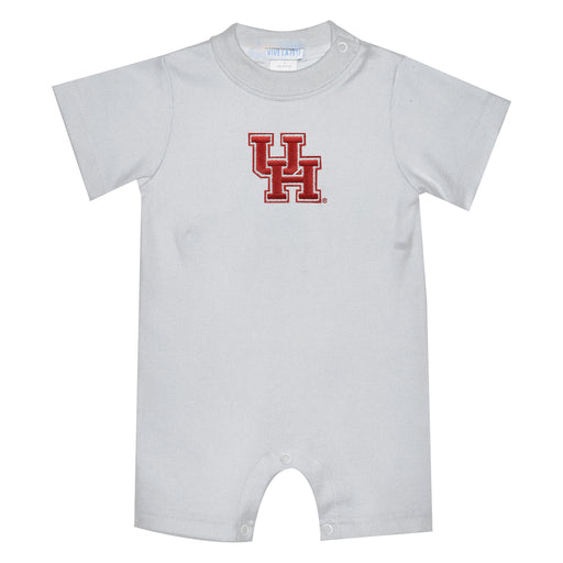 University of Houston Cougars Embroidered White Knit Short Sleeve Boys Romper