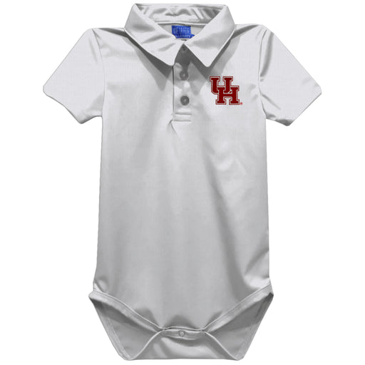 University of Houston Cougars Embroidered White Solid Knit Polo Onesie