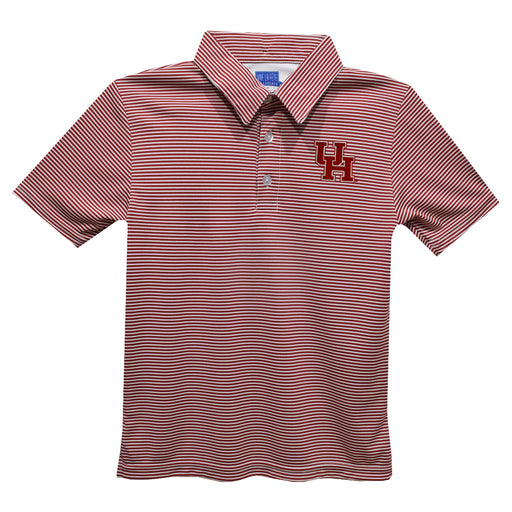 University of Houston Cougars Embroidered Red Stripes Short Sleeve Polo Box Shirt