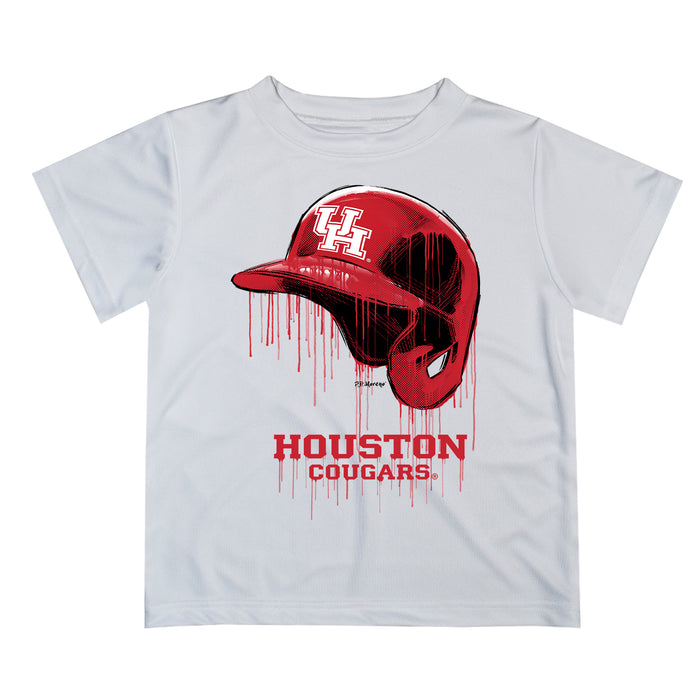 University of Houston Cougars Original Dripping Baseball Hat White T-Shirt by Vive La Fete