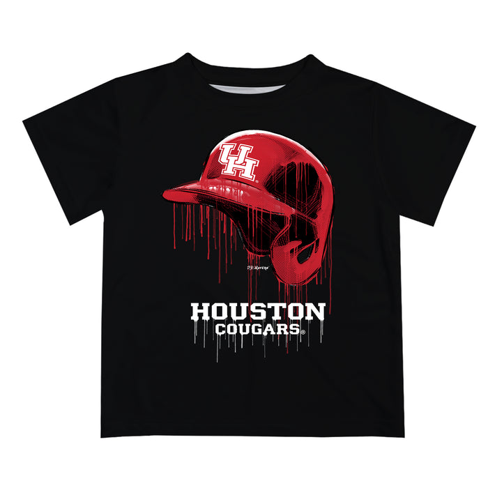 University of Houston Cougars Original Dripping Baseball Hat Black T-Shirt by Vive La Fete