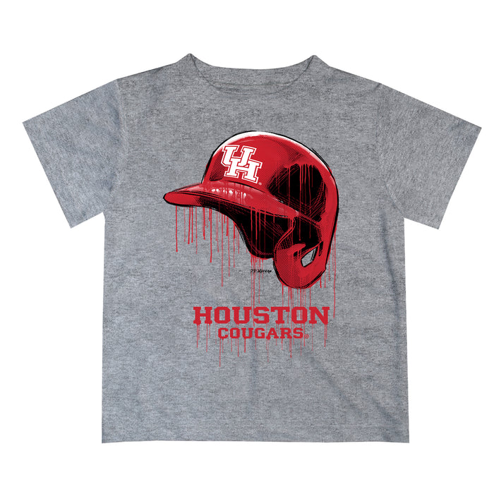 University of Houston Cougars Original Dripping Baseball Hat Gray T-Shirt by Vive La Fete